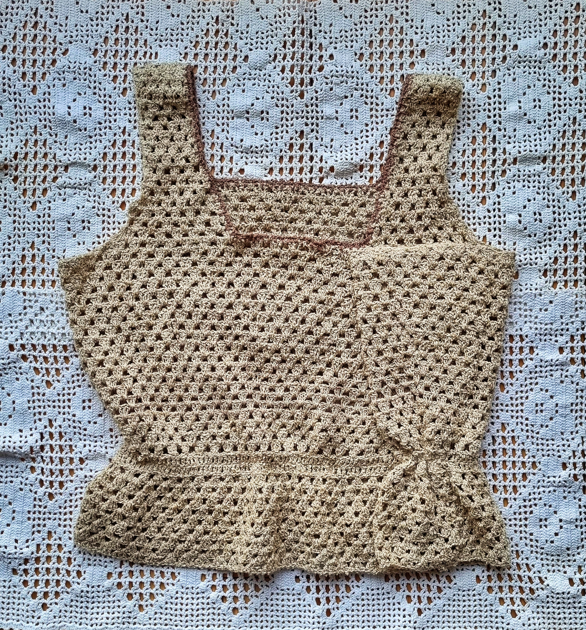 Handcrafted crocheted blouse - BEIGE FOLD