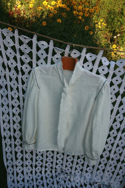 80's style women's blouse - FOLK white - MajulaHandmade