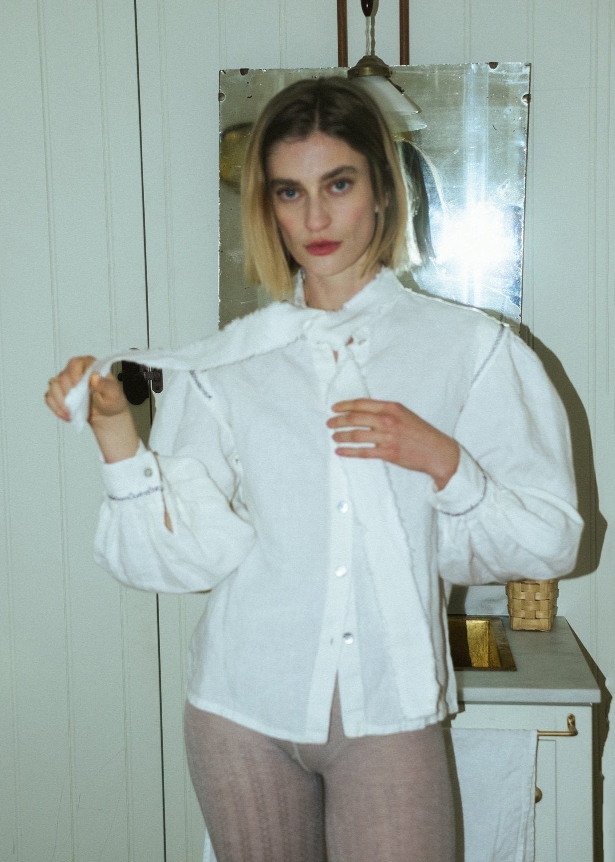 80's style women's blouse - FOLK white