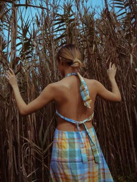 Backless plaid dress - Breeze-Majulahandmade