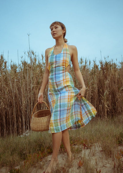 Backless plaid dress - Breeze-Majulahandmade