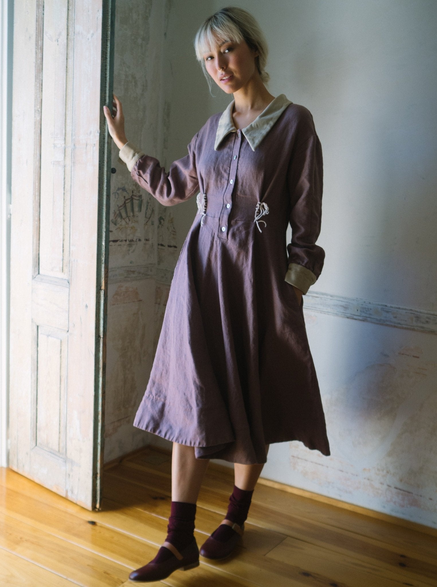 Classic Full-Circle Voluminous Linen Dress - NOAH