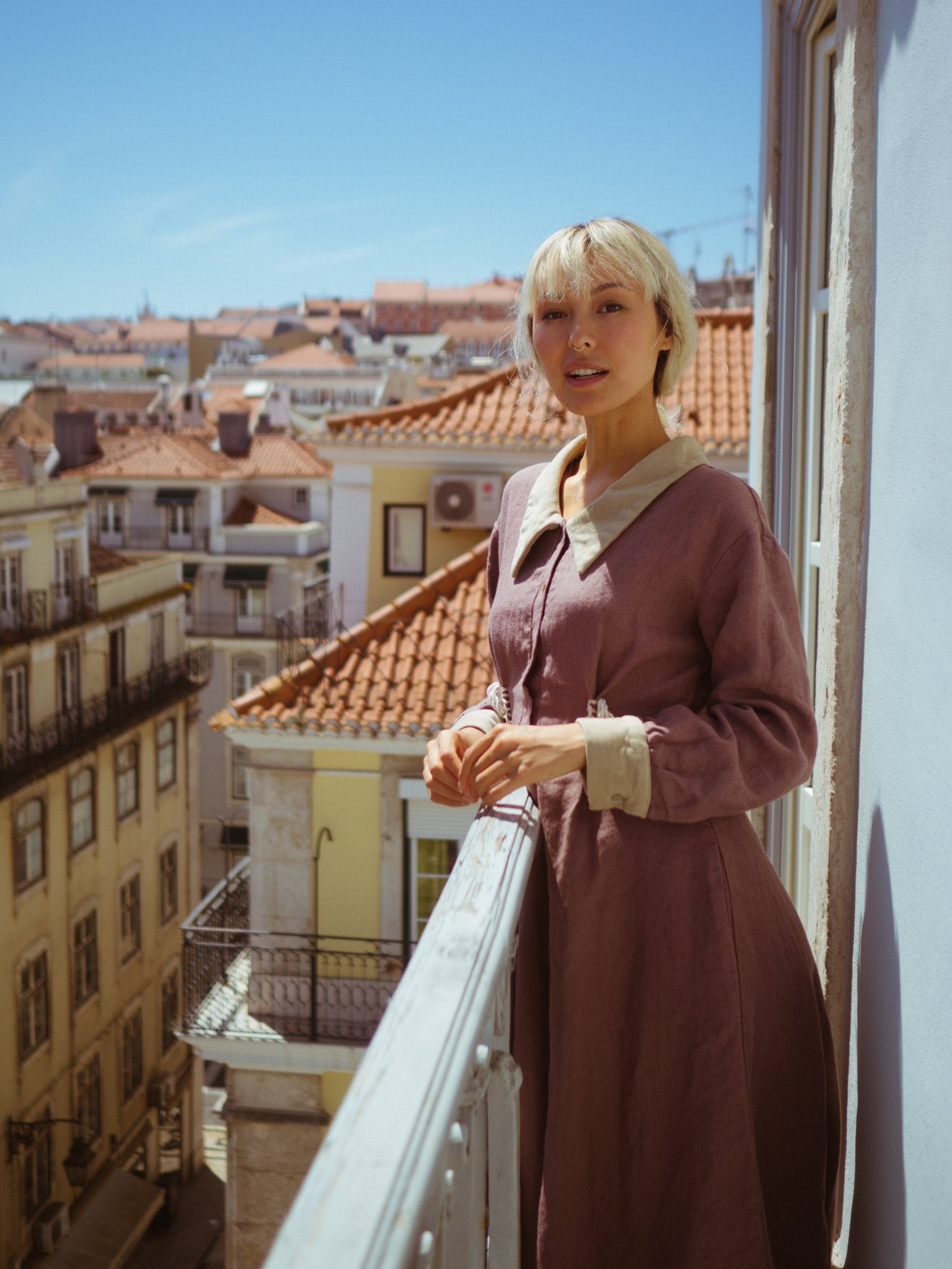 Classic Full-Circle Voluminous Linen Dress - NOAH