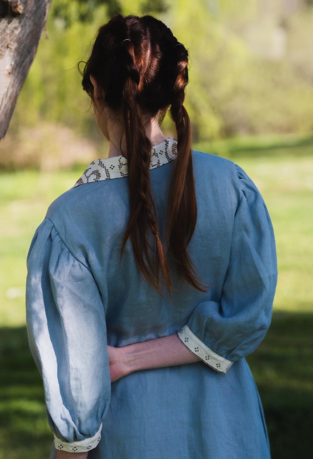 Long linen ocean blue dress - CLARABELLE