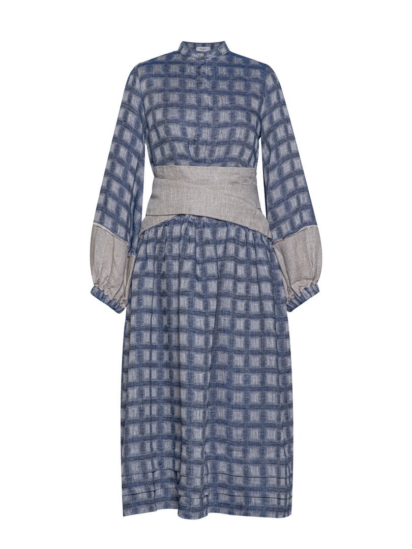 Modern Romantic Plaid Linen Dress - PAULI