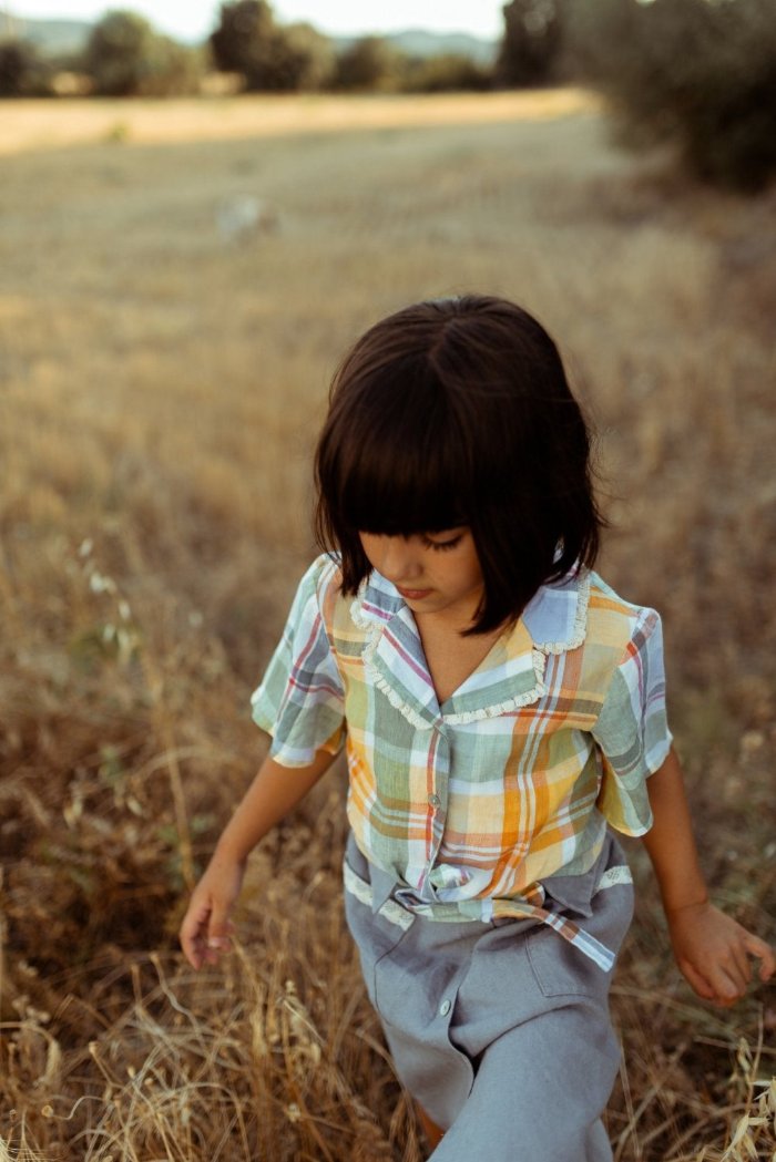 Plaid retro-inspired girl's shirt - AKIKO