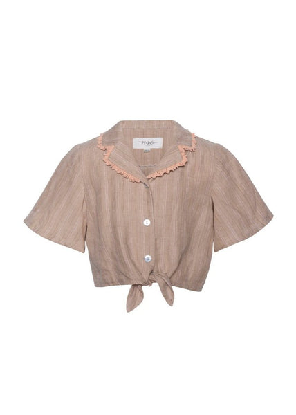 Retro-inspired  girl's linen shirt - AKIKO - MajulaHandmade