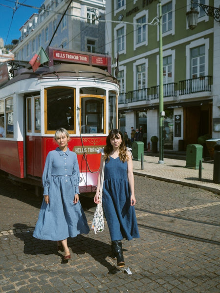 Retro Modern Full-Circle Skirt Linen Dress - LARMINA - MajulaHandmade