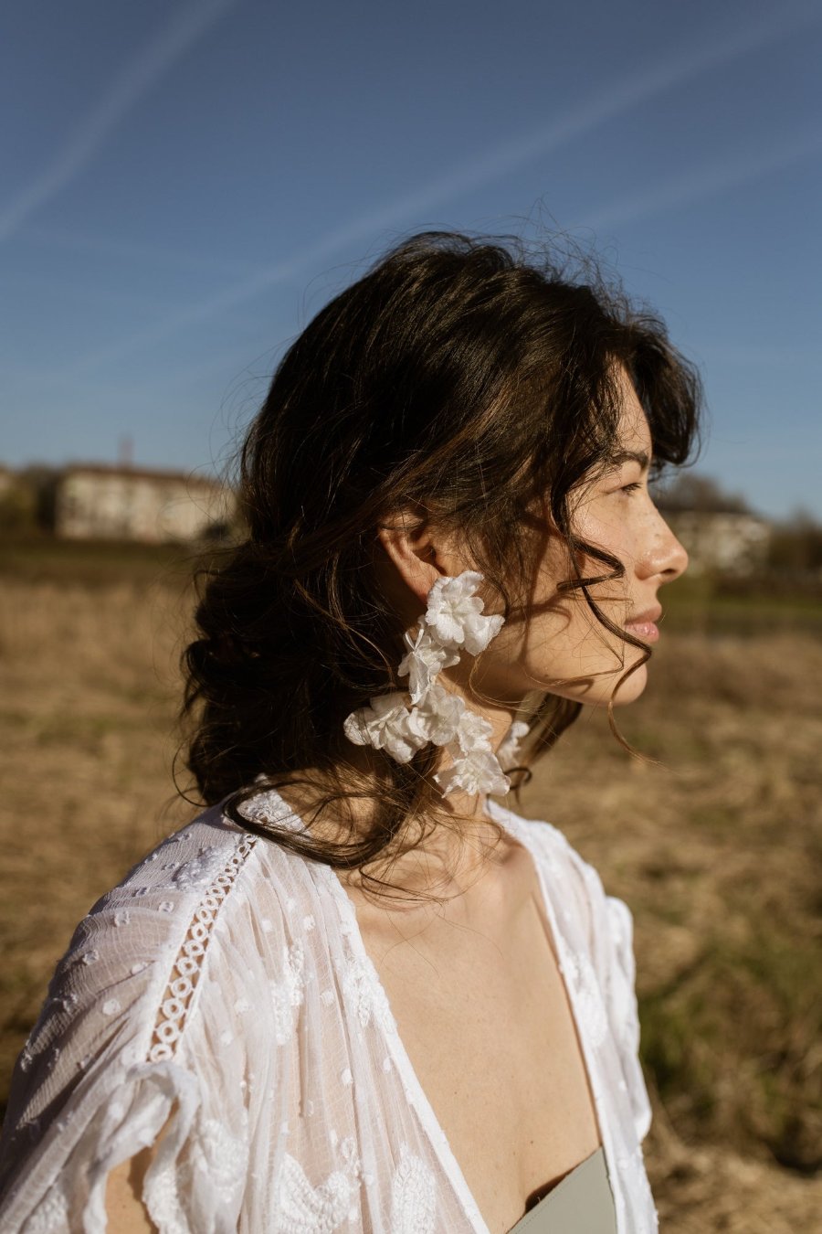 Silk Gardenia Flower earrings