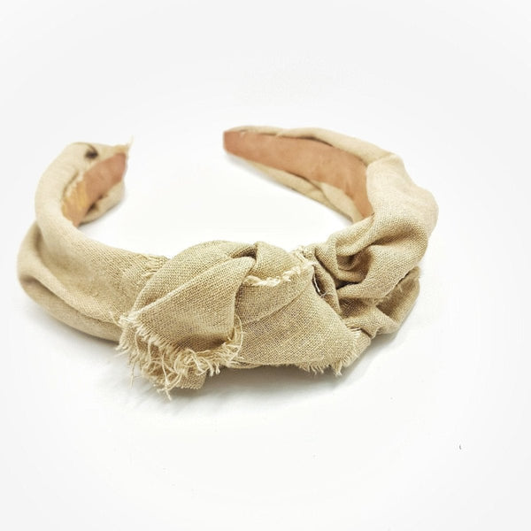 Wide natural linen headband- MajulaHandmade