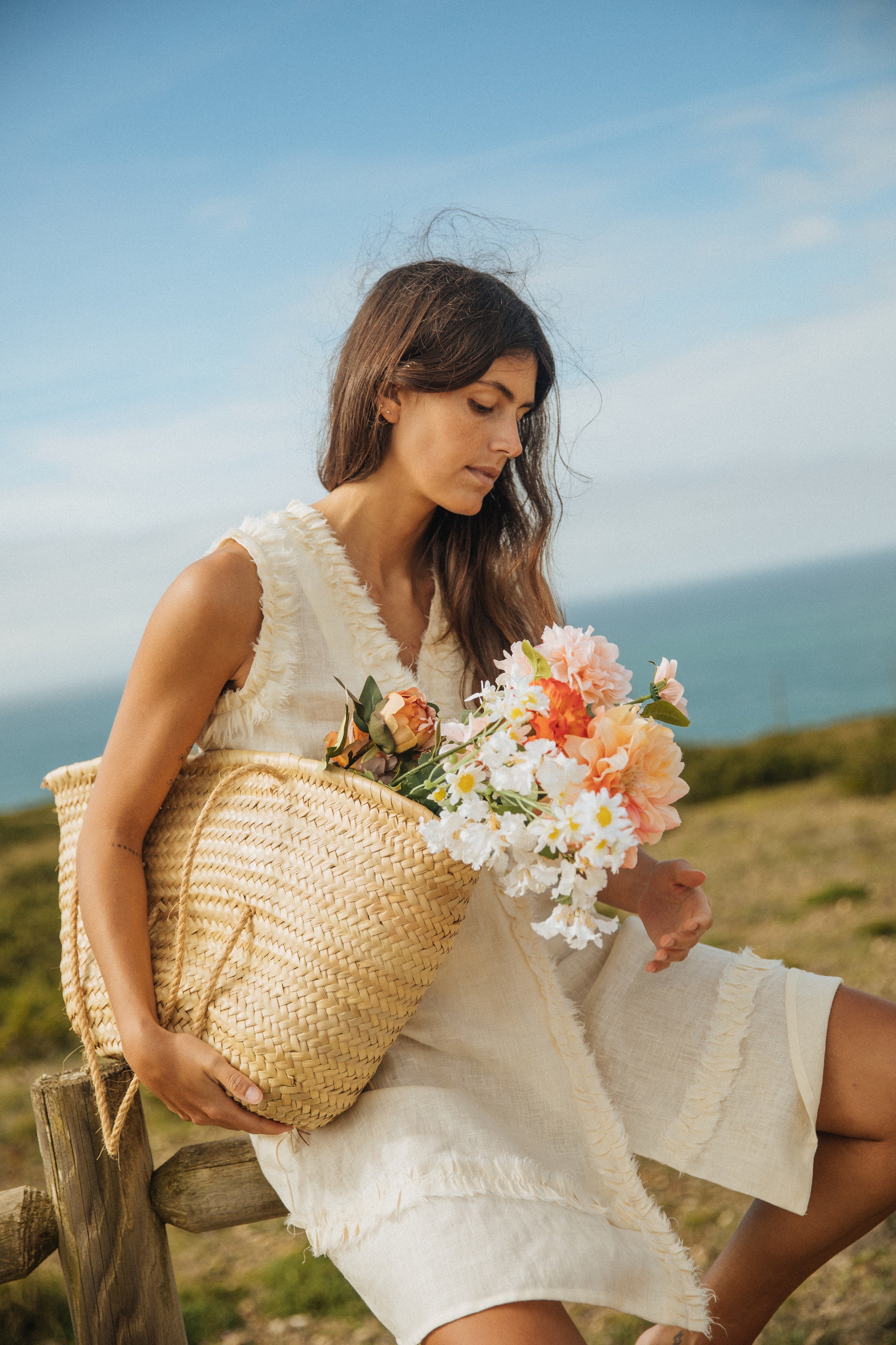 Wrapped mini linen dress