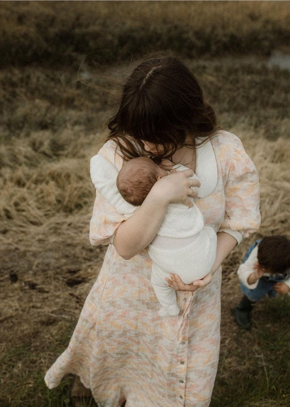 Long linen dress with a Peter Pan collar