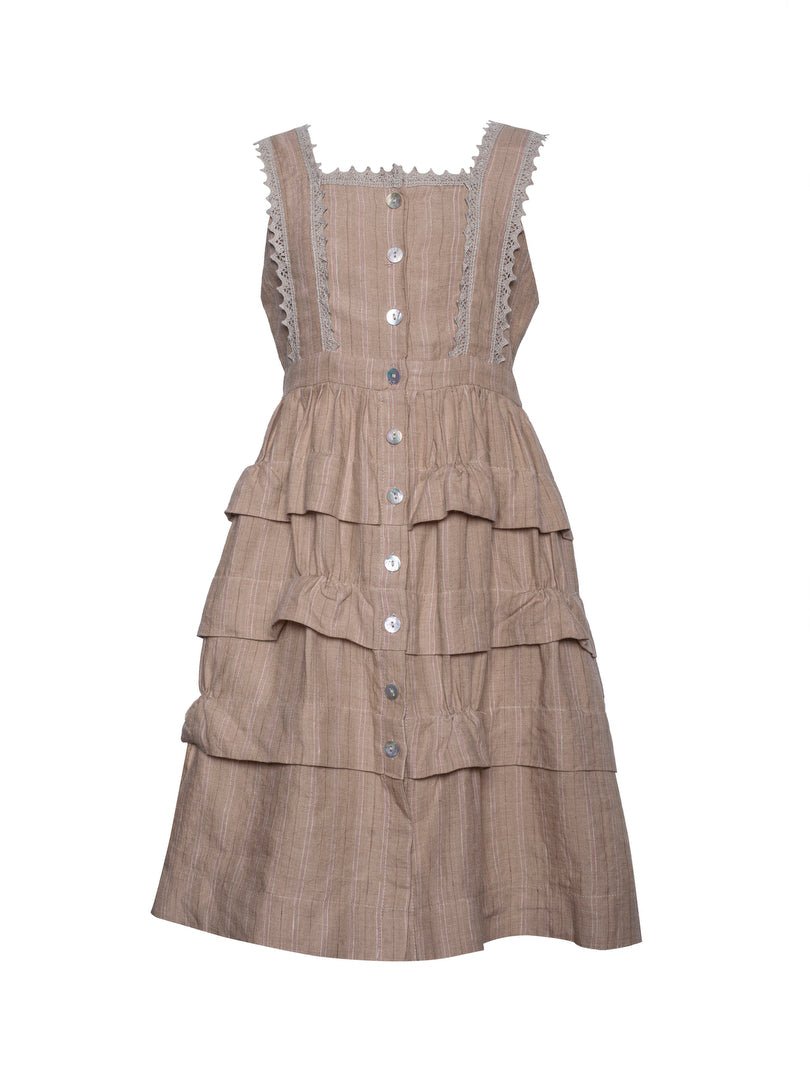 Neutral linen girl's dress - DIVA