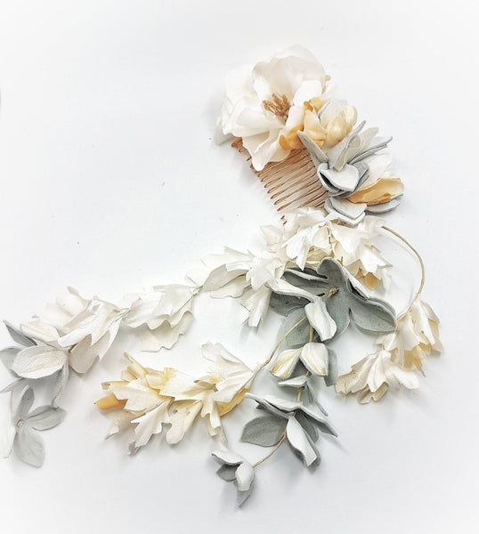 Flowers waterfall headpiece - MajulaHandmade