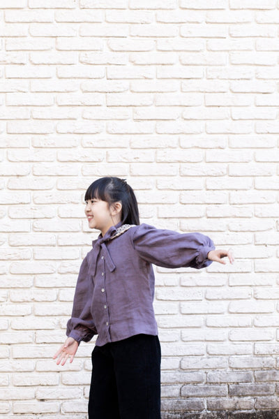 Folk girls blouse/lilac - MajulaHandmade