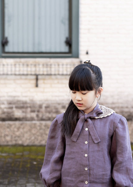 Folk girls blouse/lilac - MajulaHandmade