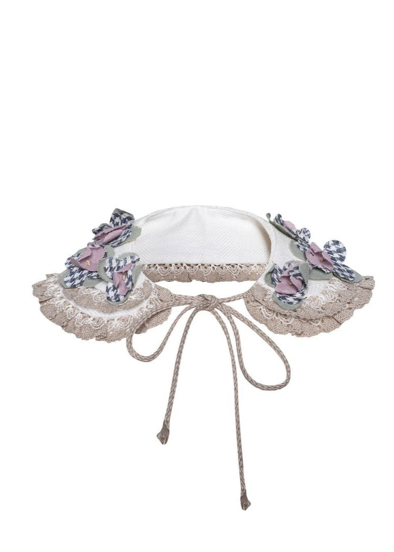 Linen flowers collar - LAVENDER