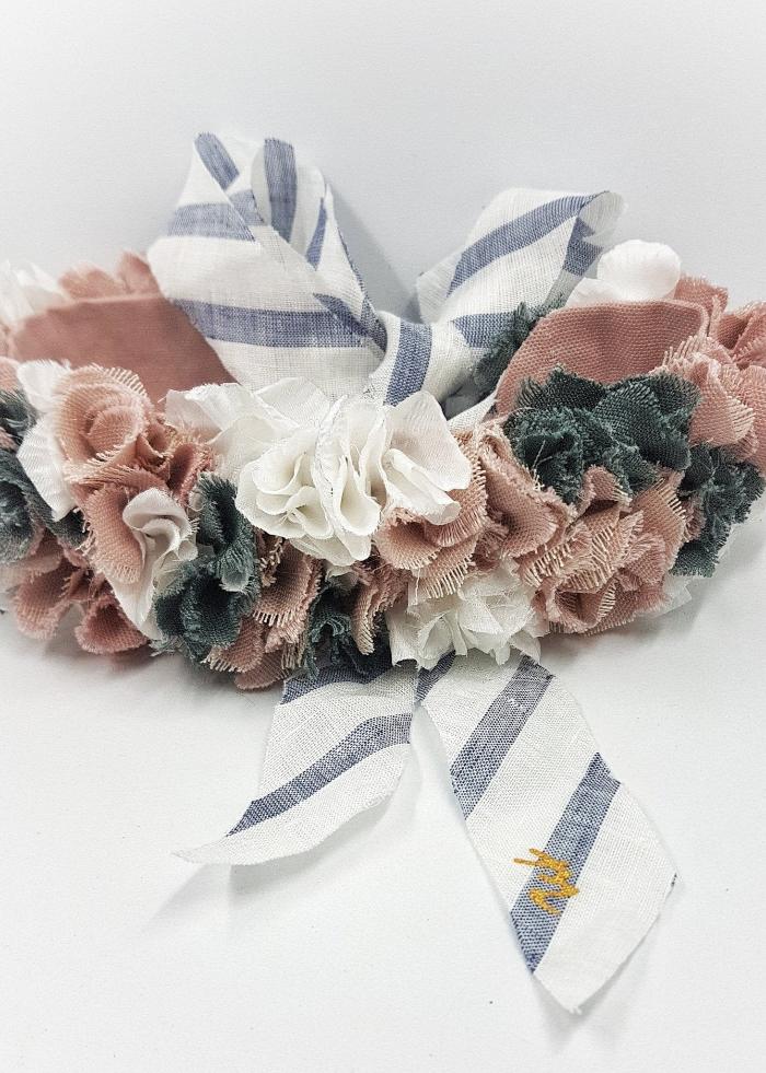 Ocean blue, pastel pink, white silk flowers crown