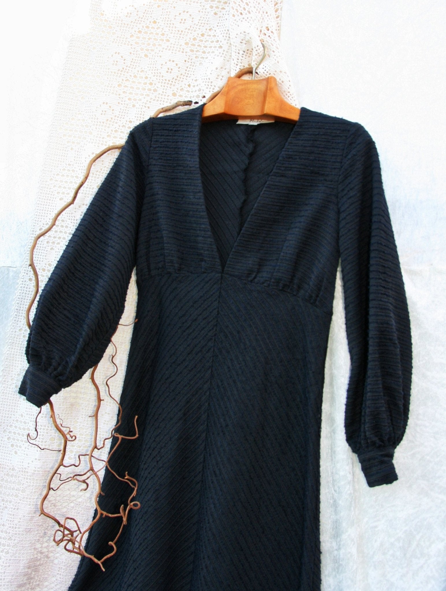 Plunge neck wool dress -MEDEJA