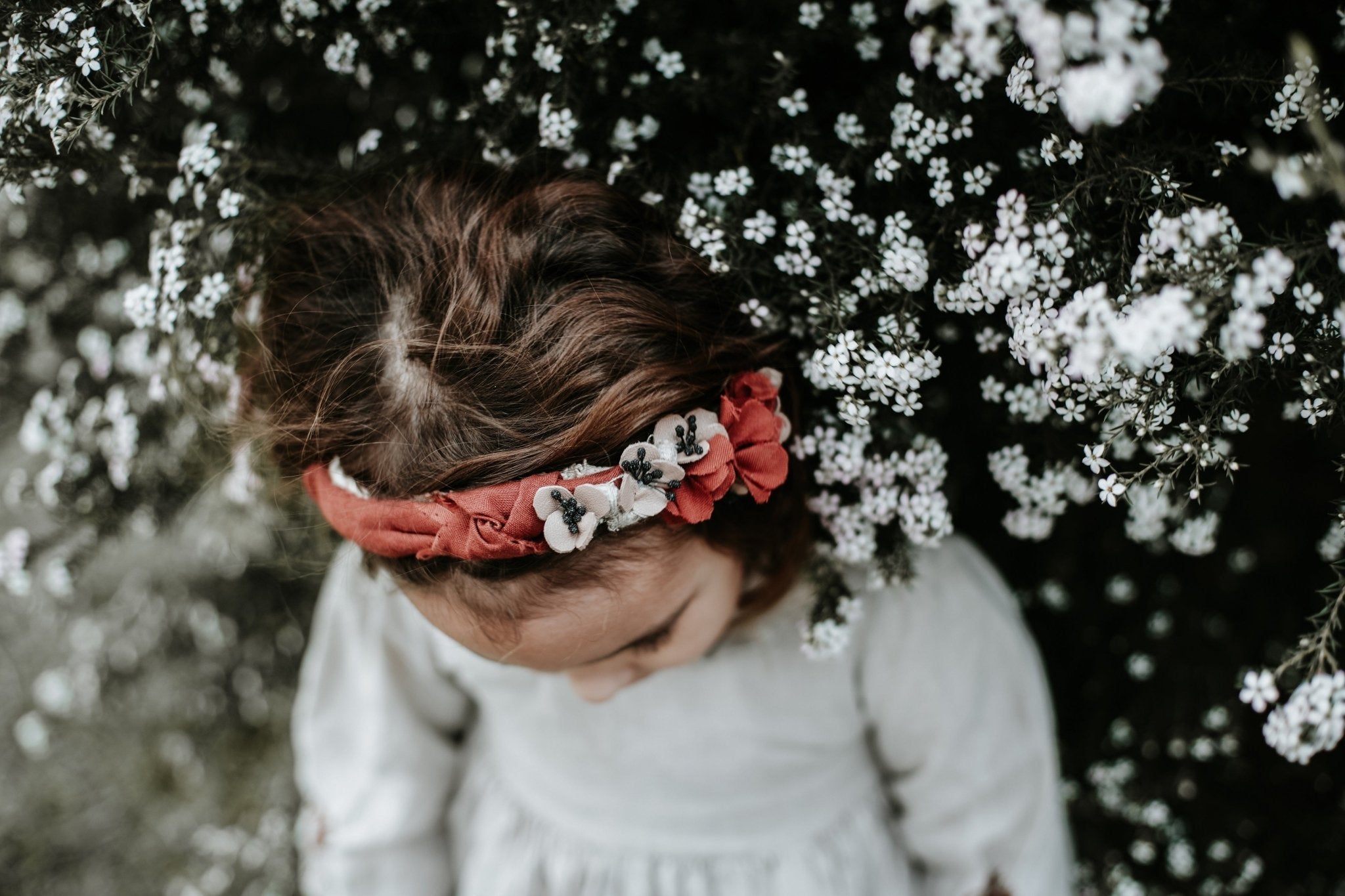 Linen and Leather Flower Headband - THE DEEP FOREST