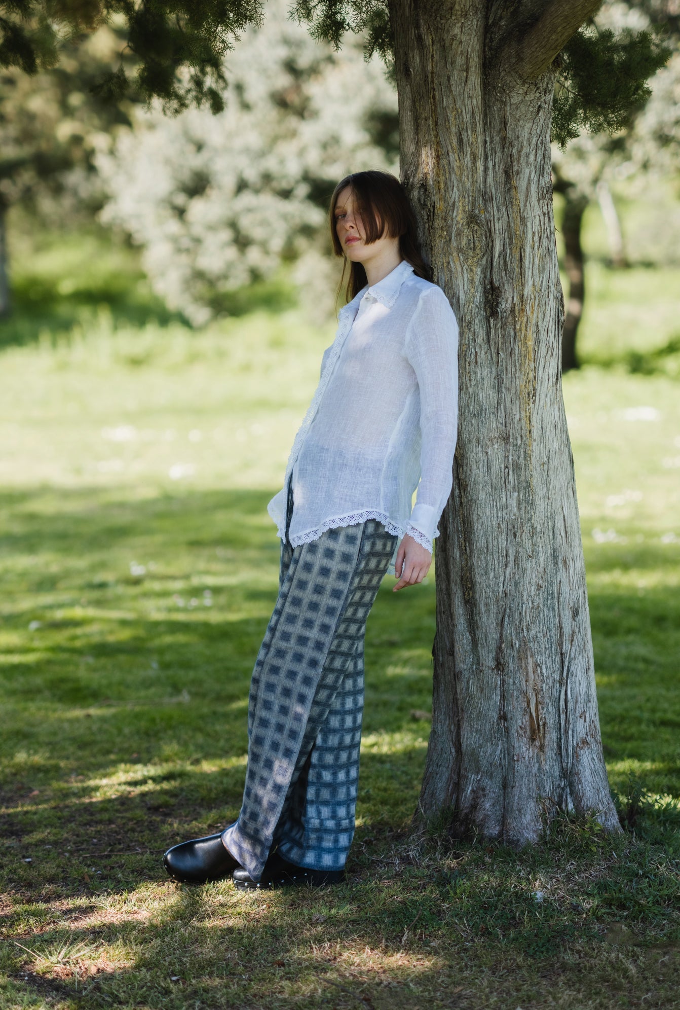 Wide leg plaid pants -GABY