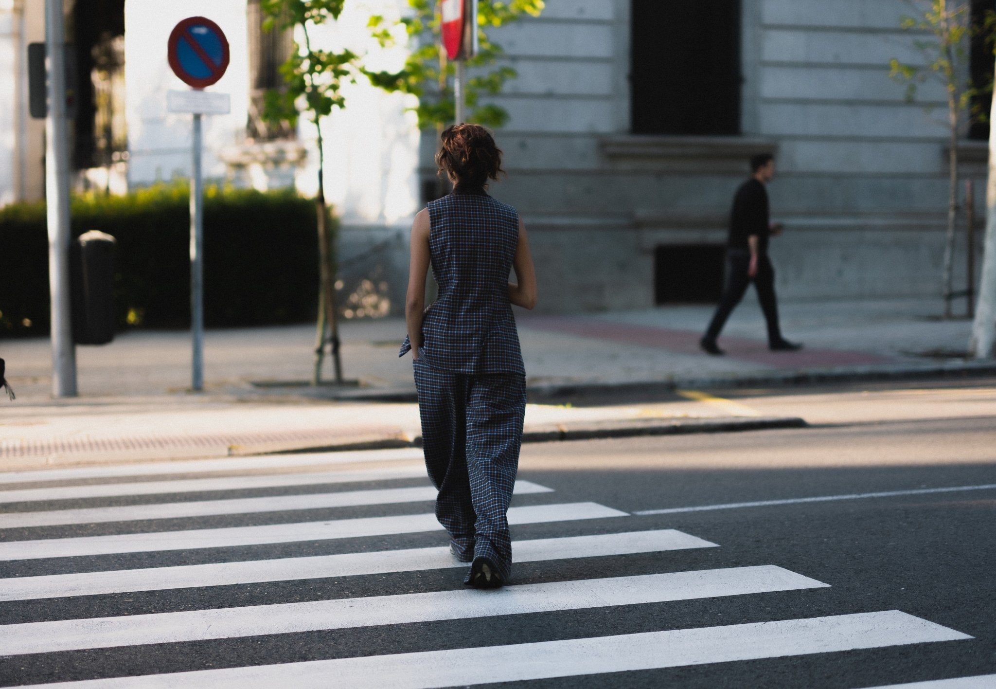 Wide leg plaid pants -NAGI