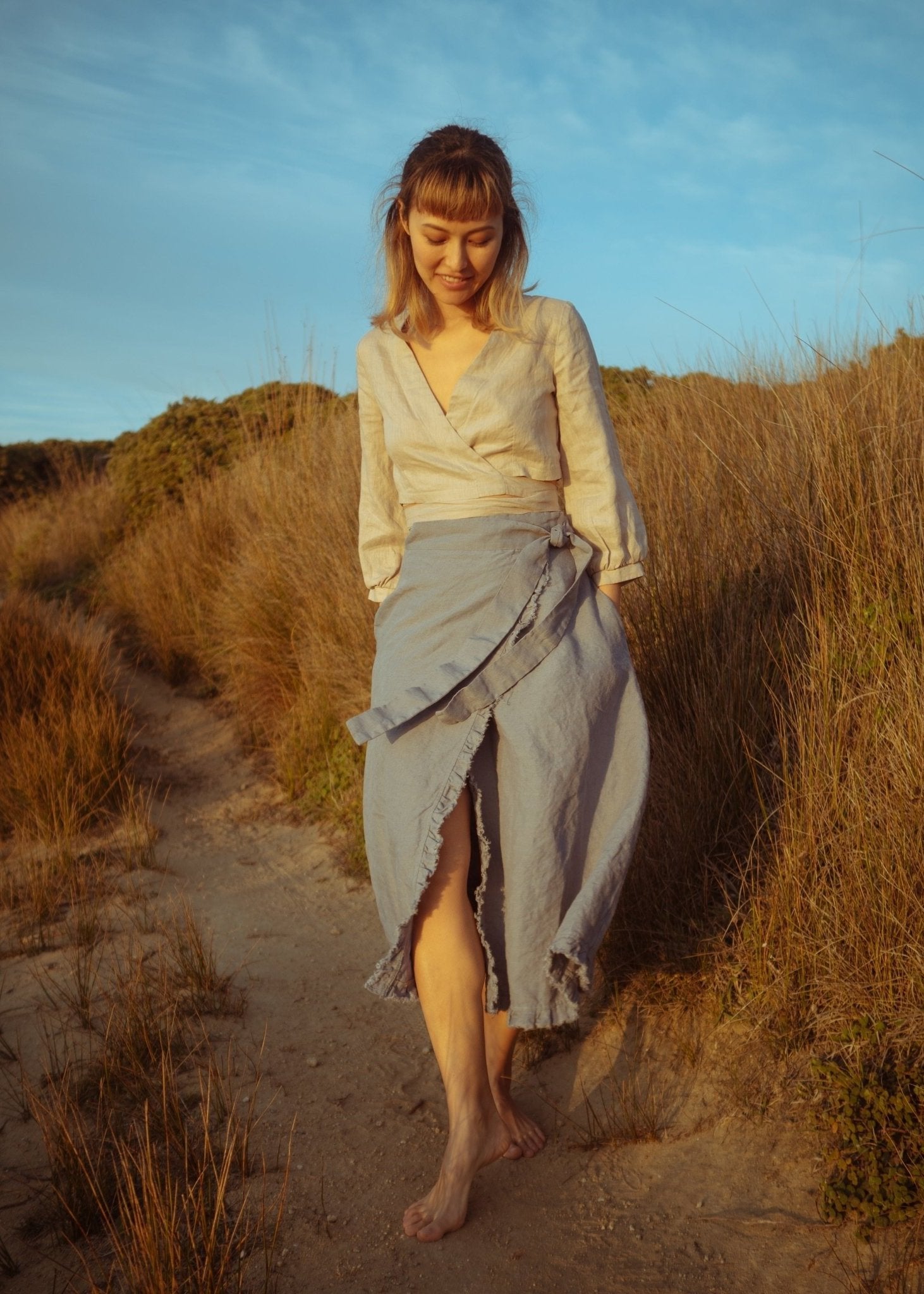 Wrap linen skirt - SKY